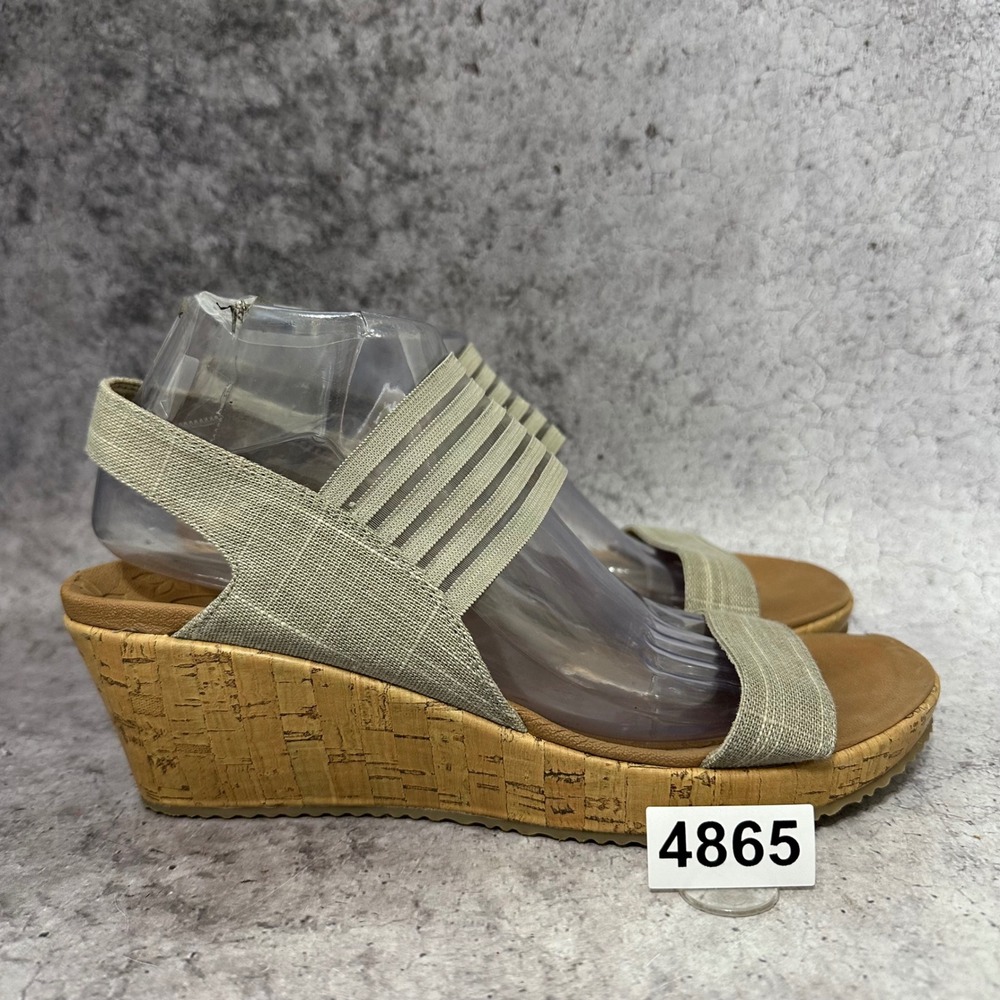 Skechers Cali Beverlee Smitten Kitten Women Size 10 Taupe Wedge Sandals
